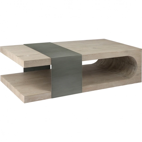 Danica Coffee Table in White Reclaimed Oak Wood & Metal