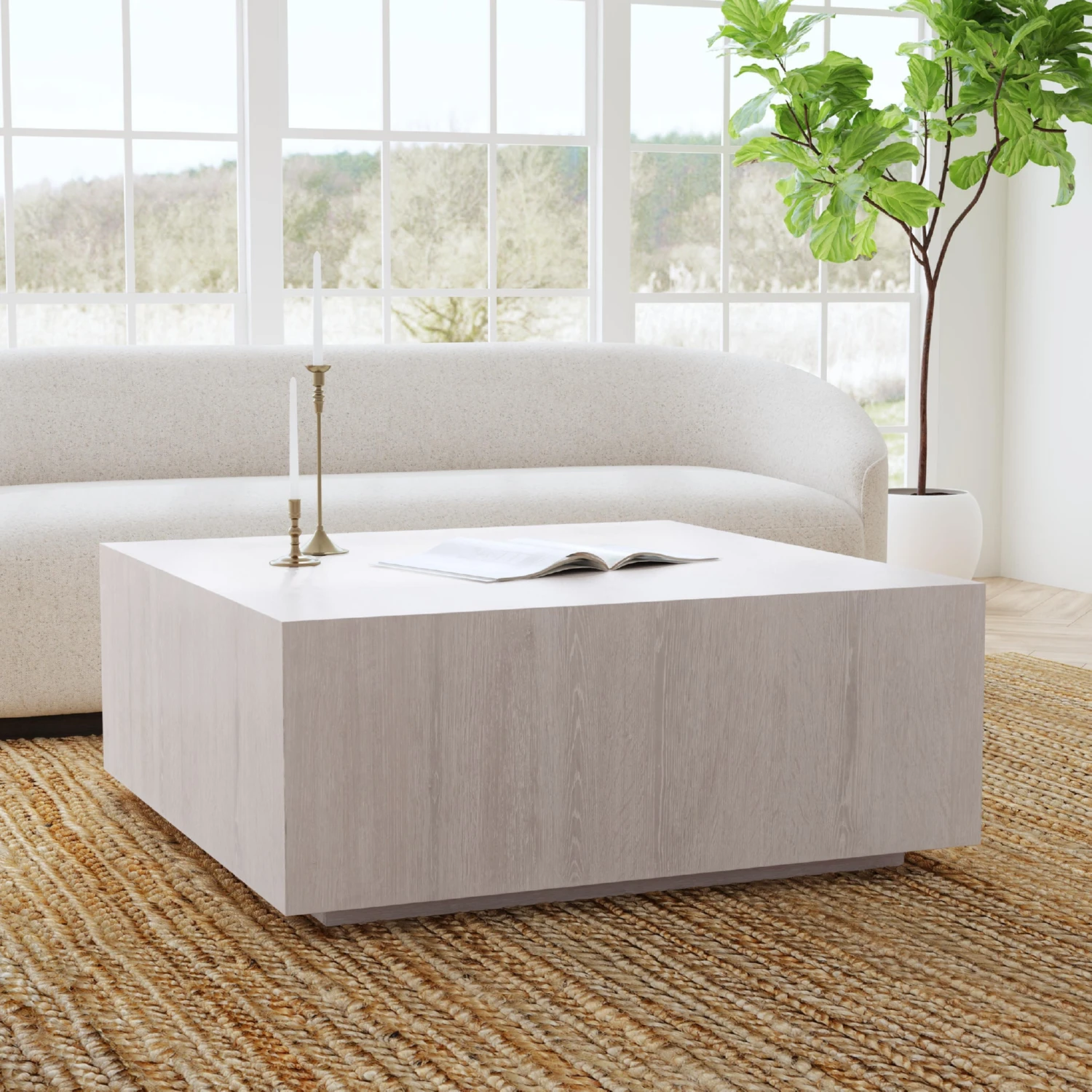 Classic Home Layne 42in Square Coffee Table w/Casters - Thumbnail 4