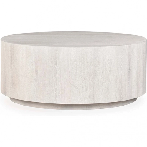 Layne 42" Round Coffee Table in White Wash Oak Veneer