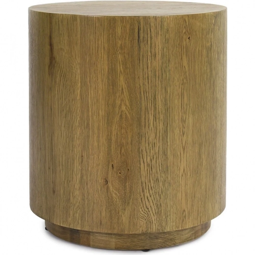 Layne 20" Round End Table in Light Brown Finish Oak Veneer & Oak