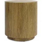 Layne 20" Round End Table in Light Brown Finish Oak Veneer & Oak