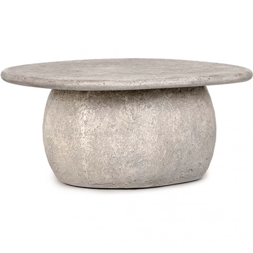 Britney 42" Outdoor Round Coffee Table in Light Gray Concrete