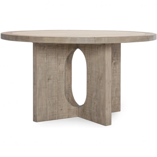 Talbot 55" Round Dining Table in Concrete Laminate & Reclaimed Pine Pallet
