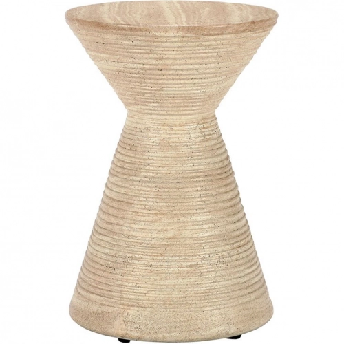 Fern Outdoor Accent Side Table in Beige Glass Fiber Reinforced Concrete