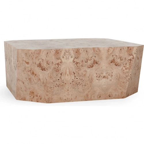 Avena 42" Square Coffee Table in Natural Burl Wood Veneer