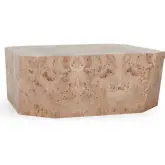 Avena 42" Square Coffee Table in Natural Burl Wood Veneer
