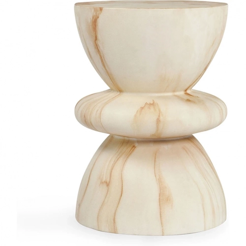 Leva Outdoor 21" Round End Table Travertine Concrete