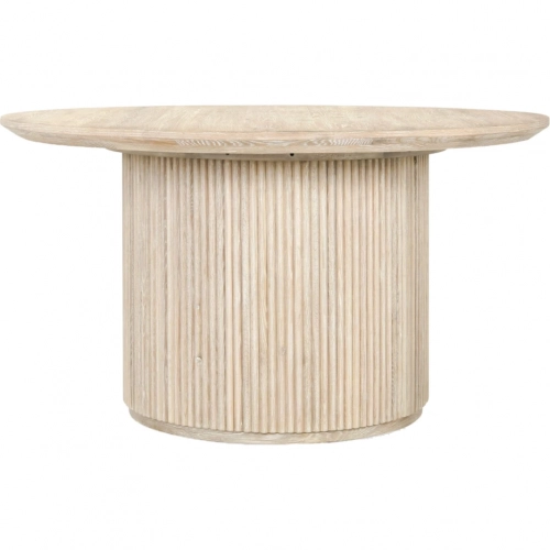Vander 55" Round Dining Table in Cream Washed Oak Wood