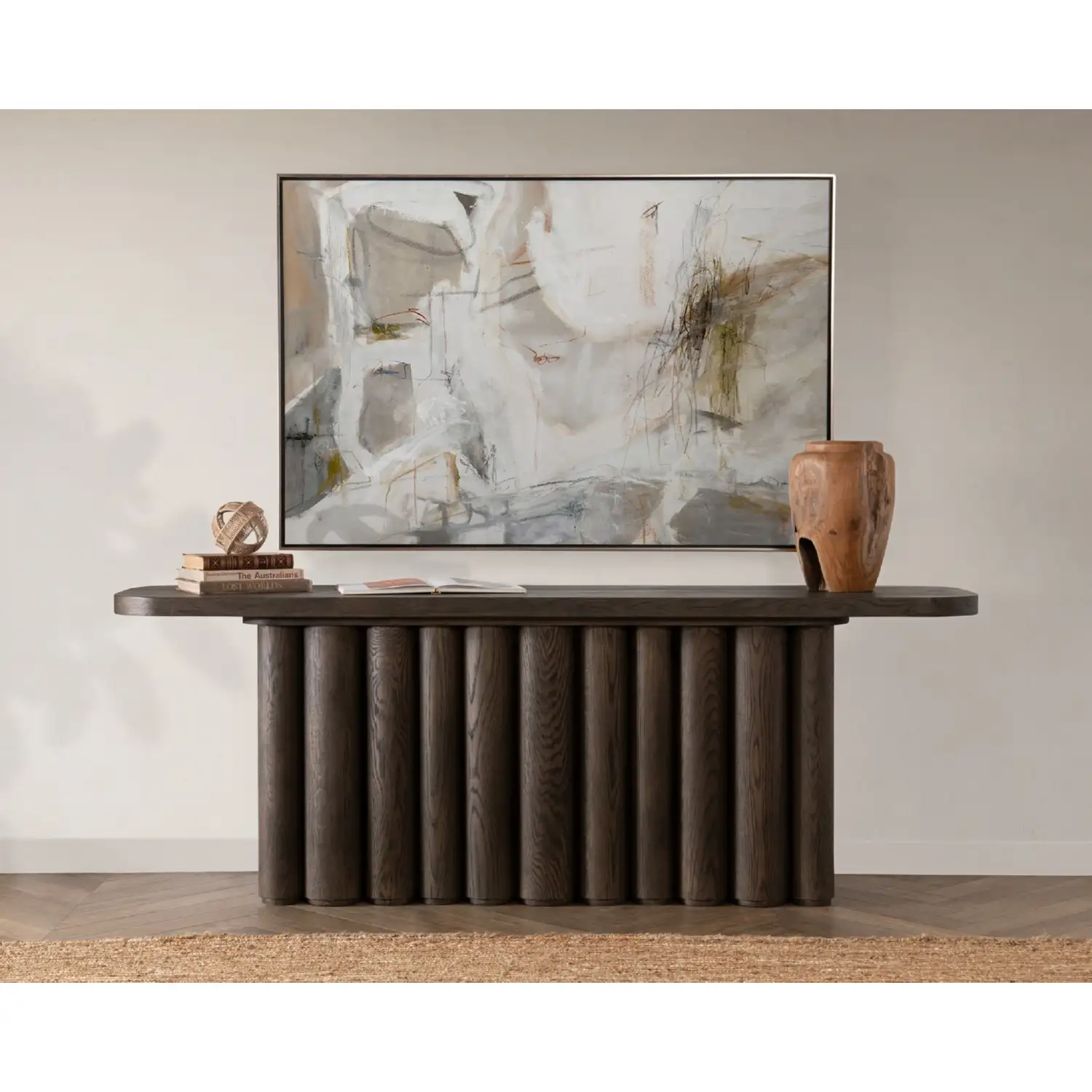 Classic Home Tiber Oak Solid Wood Console Table - Thumbnail 5