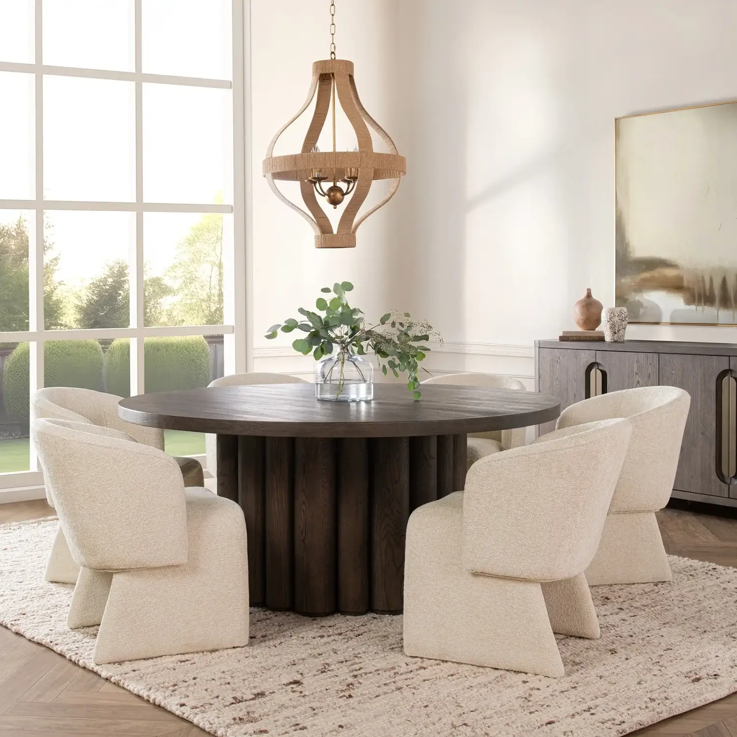 Tiber 70" Round Dining Table - Thumbnail 2