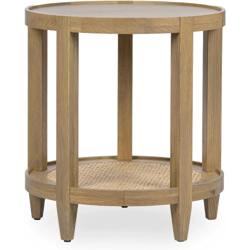 Devin Round End Table in Latte Brown Wood