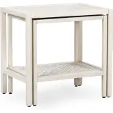 Devin Nesting End Tables in Milk White Wood