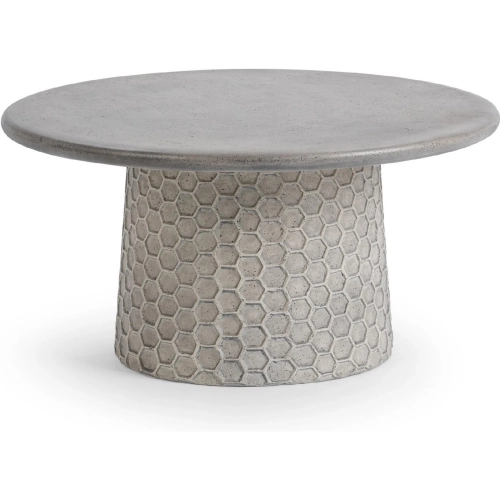 Delaine 28" Outdoor Round Coffee Table in Light Gray Glass Fiber Reinforced Concrete