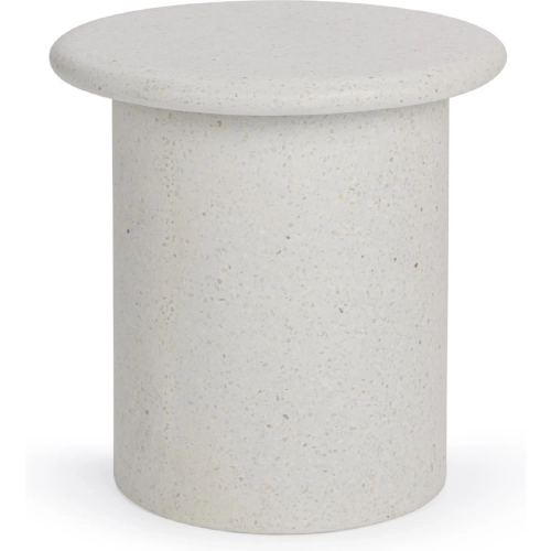Nysa 20" Outdoor Round End Table in White Glass Fiber Reinforced Concrete