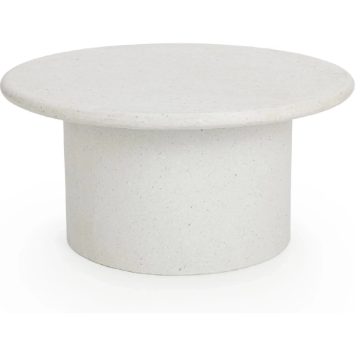 Nysa 39" Outdoor Round End Table in White Glass Fiber Reinforced Concrete