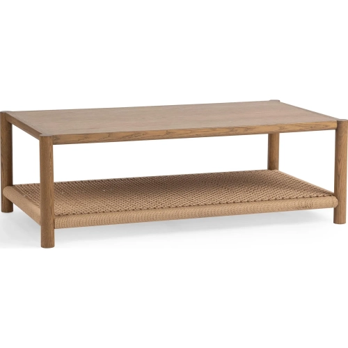 Jilian Coffee Table in Imperial Brown Wood & Rope