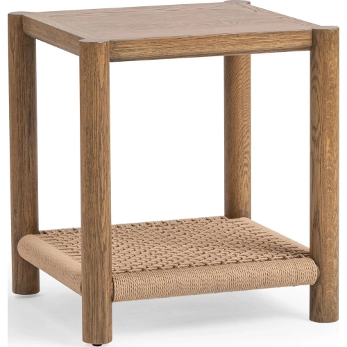 Jilian End Table in Imperial Brown Wood & Rope