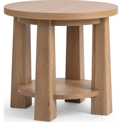Kenzie 26" Round End Table in Natural Mist Finish Oak Wood