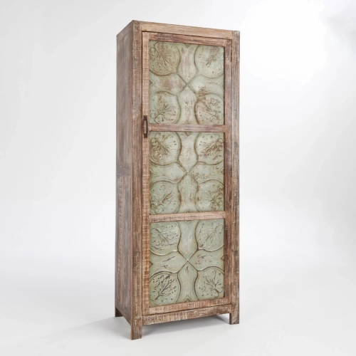 Ogden 1 Door Cabinet in Teal Metal & Reclaimed Wood