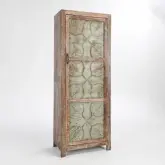Ogden 1 Door Cabinet in Teal Metal & Reclaimed Wood