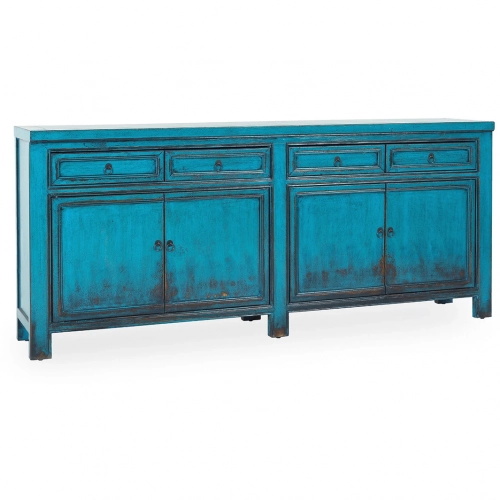 Libbit 4 Drawer 4 Door Sideboard in Antique Blue Pine