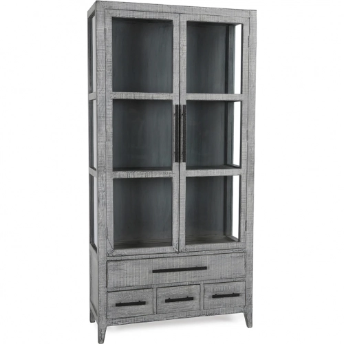 Simon Tall Cabinet in Antique Blue Gray Reclaimed Pine
