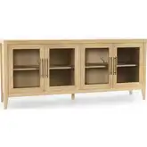Beechgrove 4 Door Buffet in Natural Oak Veneer & Tempered Glass