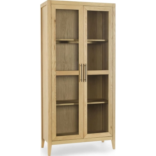 Beechgrove Display Cabinet in Natural Oak Veneer & Tempered Glass