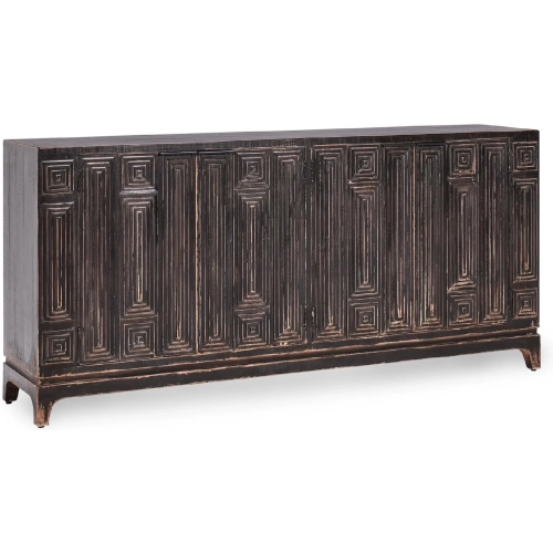 Iza 4 Door Sideboard in Antique Black Reclaimed Wood