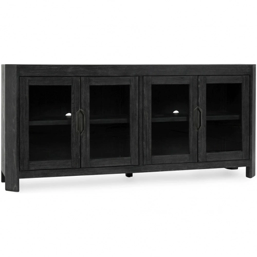 Macarthur 4 Door Cabinet Antique Black Reclaimed Oak & Glass