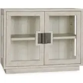 Larson 2 Door Cabinet in White Washed Reclaimed Pine & Tempered Glass