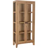 Crest Tall Cabinet in Natural Reclaimed Pine & Tempered Glass