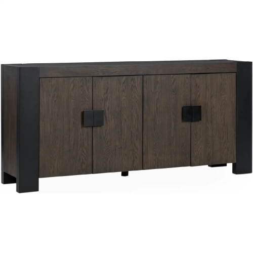 Deaven Solid Wood 4 Dor Buffet in Toasted Brown Oak Veneer & Metal