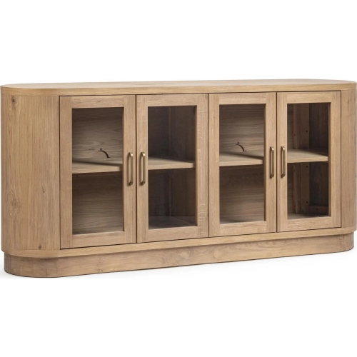 Vander 4 Door Buffet in Coastal Haven Finish Wood & Tempered Glass