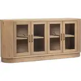 Vander 4 Door Buffet in Coastal Haven Finish Wood & Tempered Glass