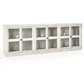 Selma 6 Door Sideboard in Cream Finish Reclaimed Pine & Glass