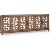 Arley 6 Door Sideboard in Brown Wood, Iron & Mirror