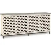 Virginia 4 Door Cabinet in Timeworn Cream Reclaimed Pine & Blue Stone