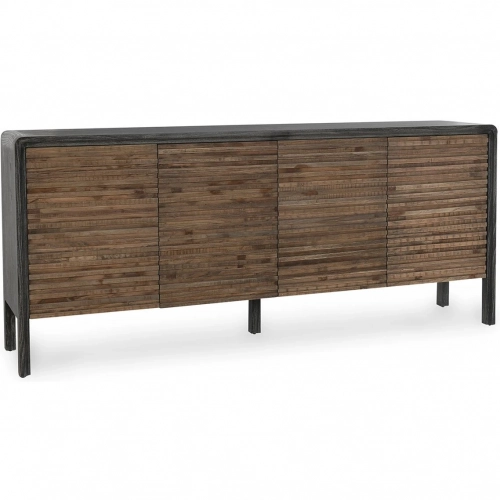 Elodie 4 Door Cabinet in Black & Natural Reclaimed Elm