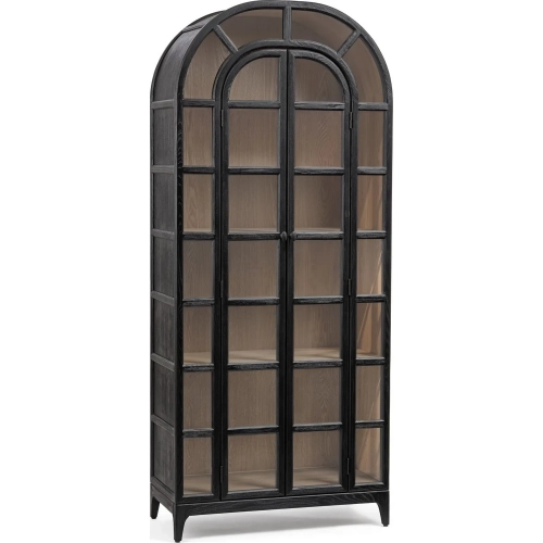 Maison Display Cabinet in Loft Black Wood & Tempered Glass