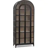 Maison Display Cabinet in Loft Black Wood & Tempered Glass