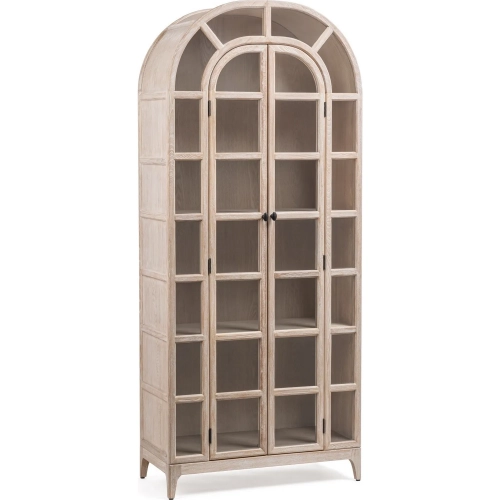 Maison Display Cabinet in Coastal Drift Wood & Tempered Glass