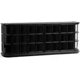 Carson 4 Door Cabinet in Loft Black Wood & Tempered Glass