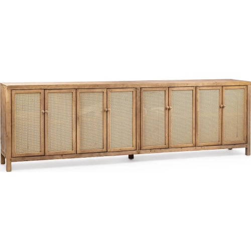 Alvin 8 Door Cabinet in Sandy Cove Reclaimed Wood & Rattan