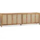 Alvin 8 Door Cabinet in Sandy Cove Reclaimed Wood & Rattan