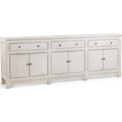 Winford 3 Drawer 6 Door Cabinet in Coastal Cream Reclaimed Pine Wood