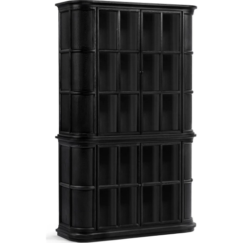 Carson Display Cabinet in Loft Black Wood & Tempered Glass