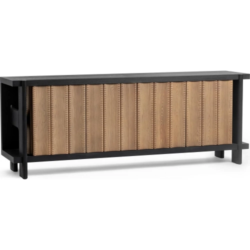 Ellison 4 Door Cabinet in Shoreline Noir Black & Natural Wood