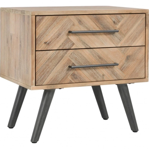 Dexter 2 Drawer Nightstand in Natural Acacia Wood & Iron