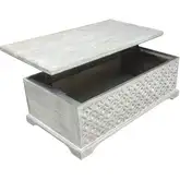 Parlor Carved Lift Top Coffee Table in Gray Mango Wood